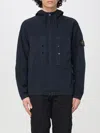 Stone Island Men Navy Blue Stretch Cotton Jacket In Blau