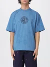 Stone Island Relaxed-fit Printed T-shirt With Textured Fabric In Blue