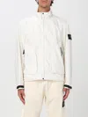 Stone Island Stand Collar Jacket With Hidden Pockets In Ivory