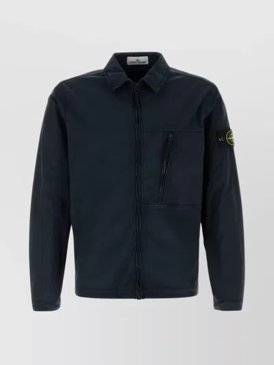 Stone Island Jacket Stretch Cotton Chest Pocket In Blue