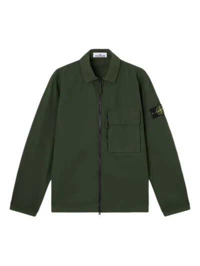 Stone Island Jacket With Compass Application In Green