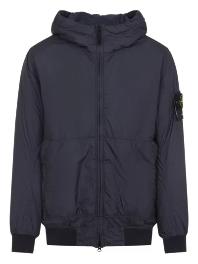 Stone Island Jacket With Hood In Blue