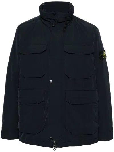 Stone Island Jacket With Logo In Blue