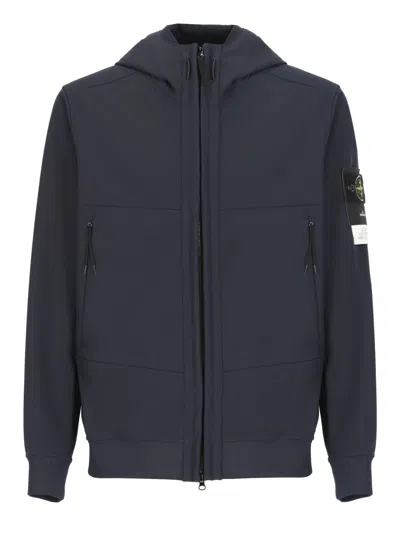 Stone Island Jacket With Logo In Blu