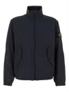 Stone Island Stretch Polyester Jacket Elastic Cuffs High Collar In Blue
