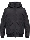 Stone Island Compass-badge Hooded Windbreaker In Blue