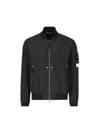 Stone Island Black Bomber Jacket With Front Zip Closure And Logo Patch On The Sleeve In Tech Fabric Man