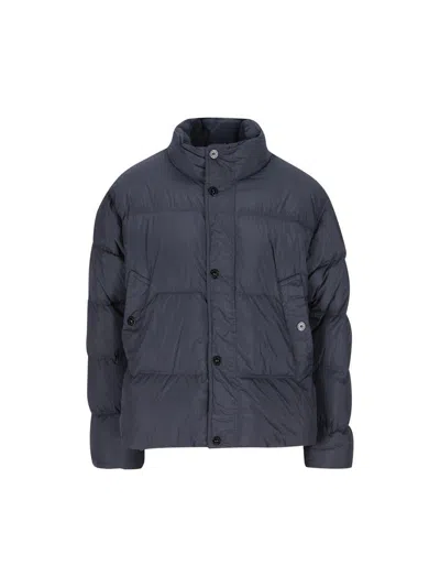 Stone Island Quilted Nylon Puffer Jacket In Blue