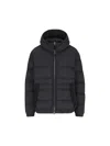 Stone Island Hooded Down Jacket With Seamless Feather Tunnels And Anti-drop In Black