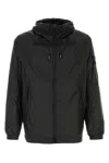 Stone Island Nylon Windbreaker With Hood And Pockets In Black