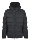 Stone Island Quilted Hooded Jacket Elasticated Cuffs In Black