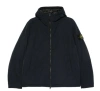 Stone Island Hooded Quilted Jacket Side Pockets In Blue