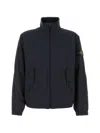 Stone Island Stretch Polyester Jacket Elastic Cuffs High Collar In Blue