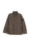 Stone Island Field Jacket With Pigmented Wax Coating In Brown