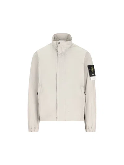 Stone Island High-neck Patch Jacket In White