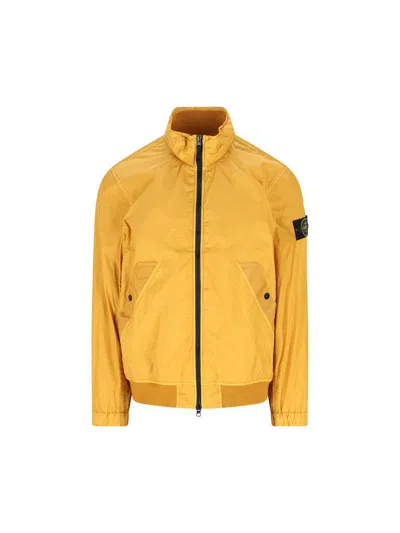 Stone Island Zip Compass Jacket In Yellow