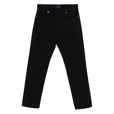 Stone Island Five-pocket Trousers With Belt Loops And Contrast Stitching In Black