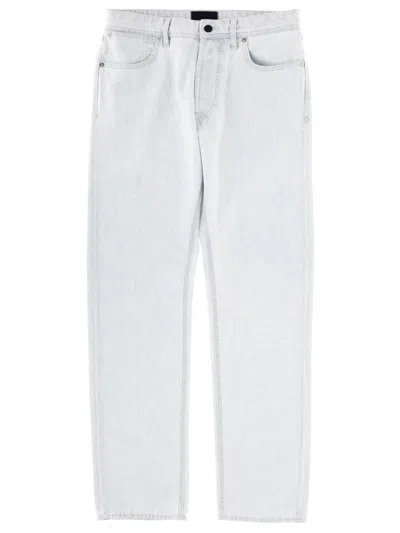Stone Island Light-washed Straight-leg Minimalist Cotton Jeans In White