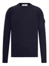 Stone Island Wool Round Neck Sweater In Blue