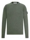 Stone Island Wool Crewneck Sweater In Green