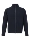 Stone Island Ghost Waffle-knit Virgin Wool Zip-up Cardigan In Blue