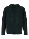Stone Island Men Navy Blue Stretch Cotton Jacket In Black