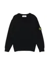Stone Island Kids Mini Ribbed Neckline Sweatshirt For Boys In Black