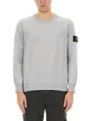 Stone Island Grey Jersey With Subtle Logo Patch In Grey