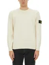 Stone Island Crew Neck Sweater With Ribbed Cuffs And Hem In Ivory