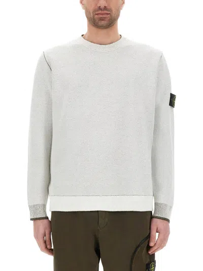 Stone Island Men Jersey With Logo Patch In White