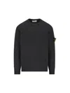 Stone Island Logo Cotton Crewneck Sweatshirt In Black