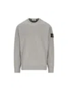 Stone Island Crewneck Cotton Sweatshirt With Compass Logo In Gray