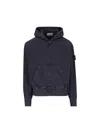 Stone Island Oversized Fit Hooded Zip-up Sweatshirt In Blue