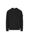 Stone Island Logo Cotton Crewneck Sweatshirt In Black