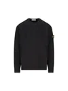 Stone Island Logo Cotton Crewneck Sweatshirt In Black