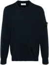 Stone Island Lightweight Wool Crew Neck Pullover In Black