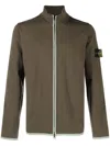 Stone Island Compass-motif Zip-up Sweatshirt In Green