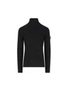 Stone Island Blue Lightweight Rws Wool Turtleneck Sweater In Black