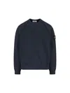 Stone Island Crew Neck Sweatshirt In Organic Brushed Cotton In Blue