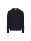 Stone Island Crewneck Sweater In Winter Cotton Knitwear Black In Blue