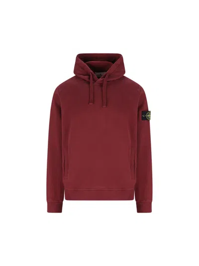 Stone Island Hoodie With Logo Compass In Burgundy