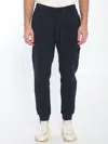 Stone Island Shearling And Suede Cargo Trousers In Blue