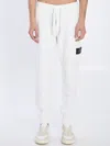 Stone Island Compass-patch Tapered Track Pants In White