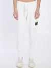 Stone Island Compass-patch Tapered Track Pants In White