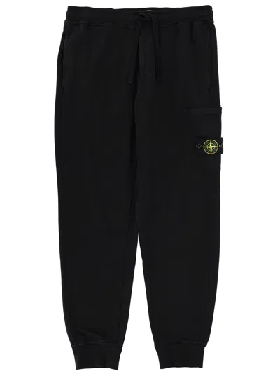 Stone Island Loose-fit Joggers With Pockets And Elasticateed Cuffs In Black
