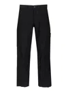 Stone Island Straight Textured Fabric Trousers With Belt Loops In Black