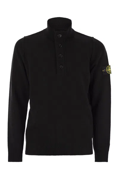 STONE ISLAND STONE ISLAND JUMPER WITH SHORT ZIP AND FELT DETAILS