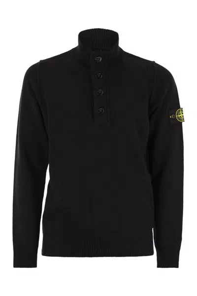 STONE ISLAND STONE ISLAND JUMPER WITH SHORT ZIP AND FELT DETAILS