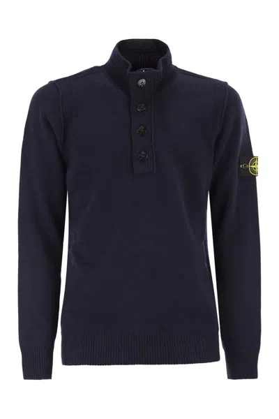STONE ISLAND STONE ISLAND JUMPER WITH SHORT ZIP AND FELT DETAILS