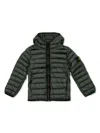 Stone Island Logo-patch Hooded Quilted Jacket In Blue